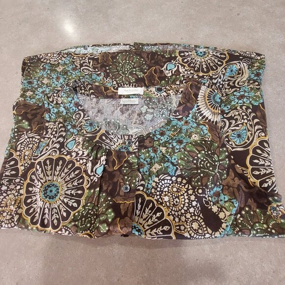 VAN HEUSEN Women's 100% Cotton Graphic Paisley Sleeveless Blouse - Size S/P - Picture 5 of 9